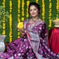Jyoti Fashion Women's Wine Soft Handloom Silk Zari Woven Saree with Blouse | Swadesiicart