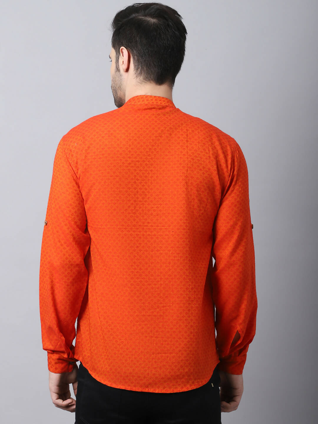 Even Apparels Orange Pure Cotton Men's Kurta With Side Placket | Swadesiicart
