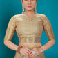 Beige Soft Organza Woven Design Saree with Unstitched Blouse Piece - Zaara