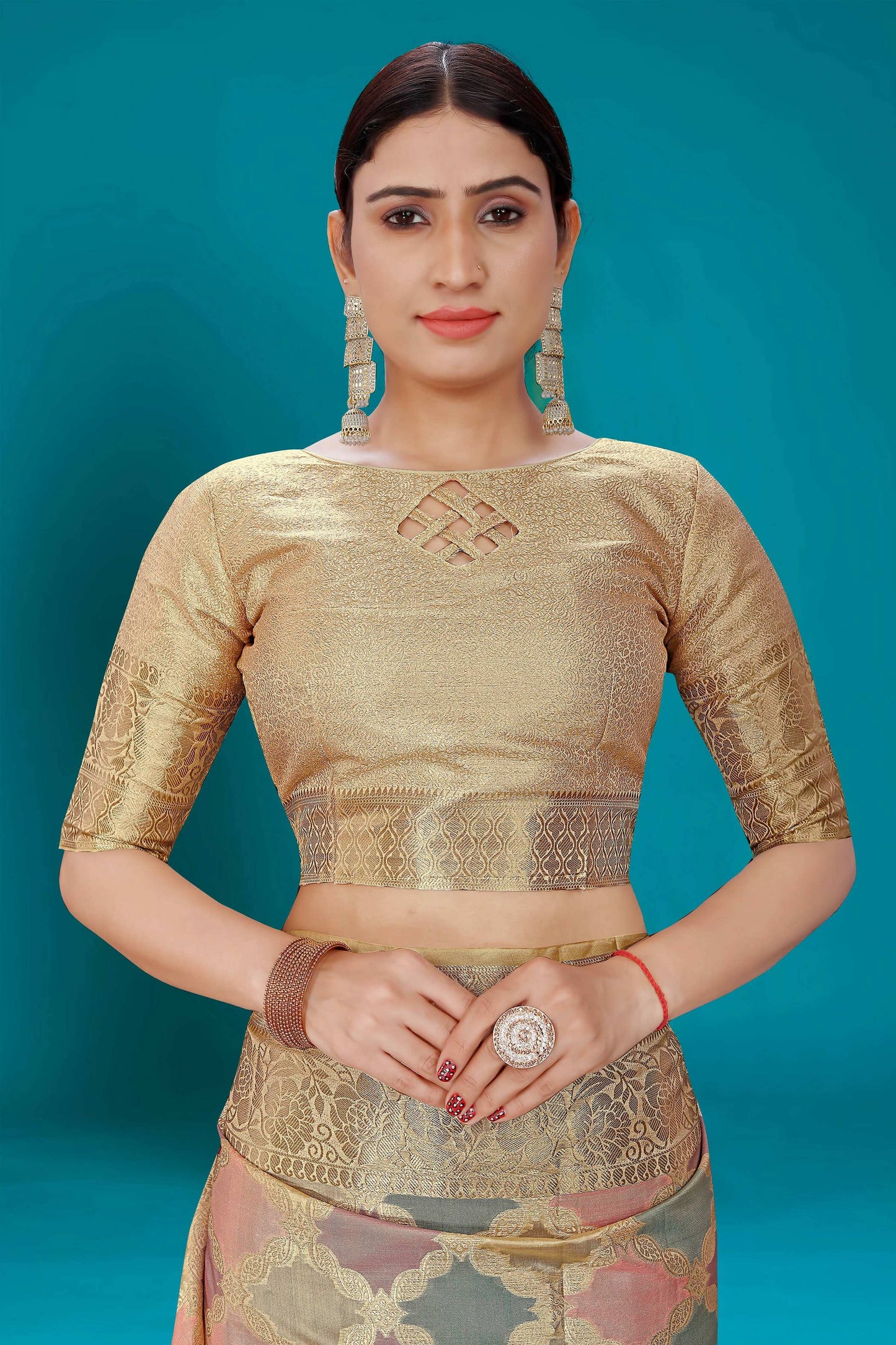 Beige Soft Organza Woven Design Saree with Unstitched Blouse Piece - Zaara