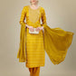 Jyoti Fashion Women's Golden Silk Blend Embroidery & Sequence work Kurta with Trouser & Dupatta | Swadesiicart