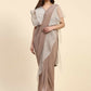 Light Brown Lycra Solid Ready to Wear Saree with stitched Blouse - Nita | Swadesiicart