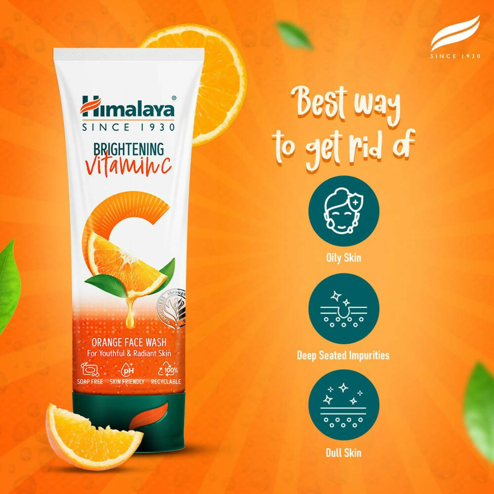 Himalaya Herbals Brightening Vitamin C Orange Face Wash - Swadesiicart