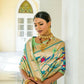 Vishnu Weaves Women's Pista Paithani Silk Zari Woven Saree with Unstitched Blouse - Swadesiicart