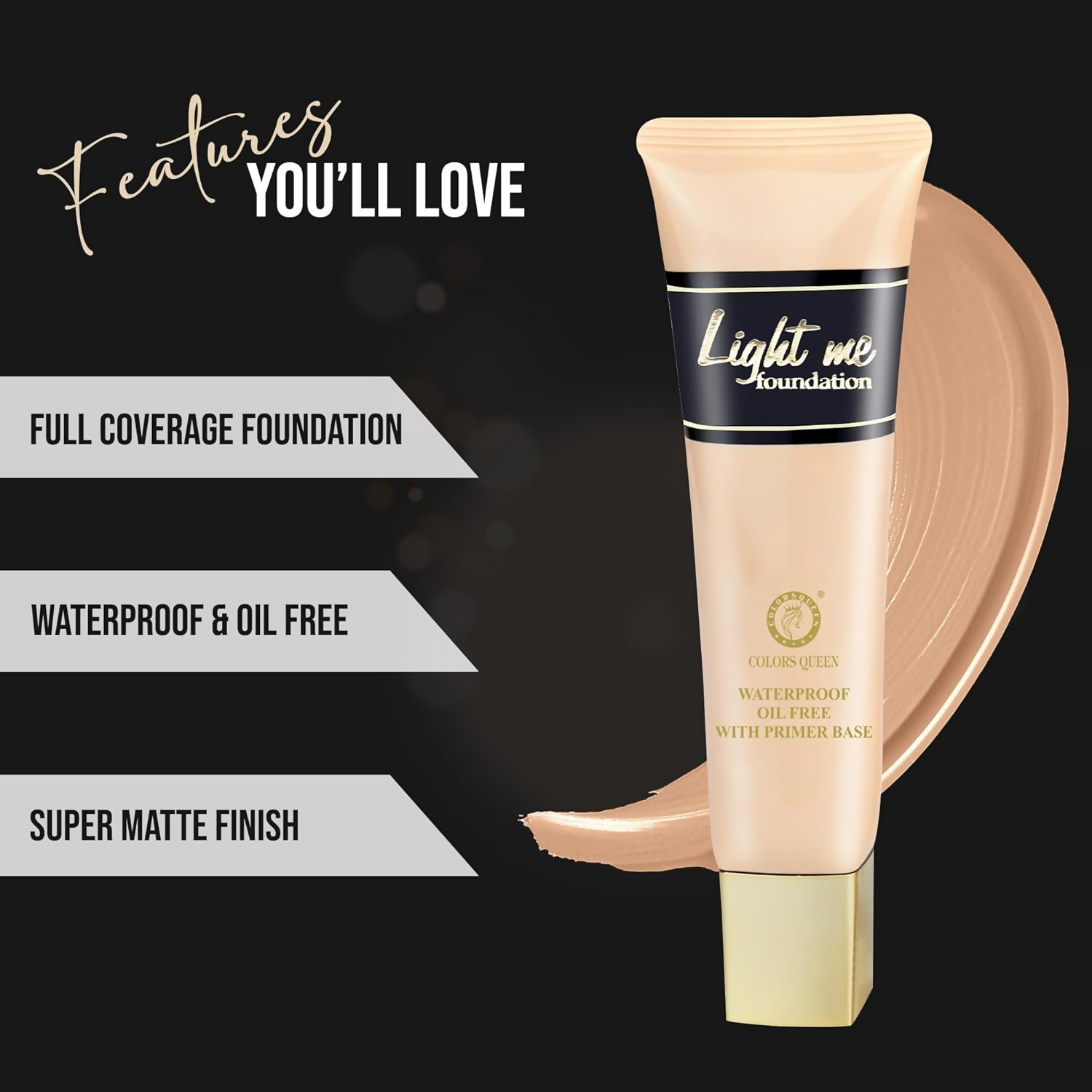 Colors Queen Light Me Foundation with Primer – Natural Almonds - Swadesiicart