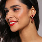 Maroon Stone Earrings- Ruby Raang | Swadesiicart