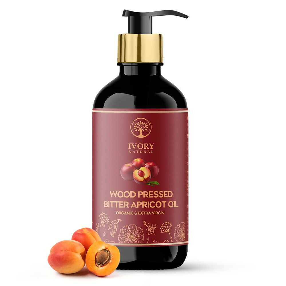 Ivory Natural Wood Pressed Bitter Apricot Oil Organic & Extra Virgin For Deep Moisturization, Gentle Hydration, And Youthful Glow | Swadesiicart