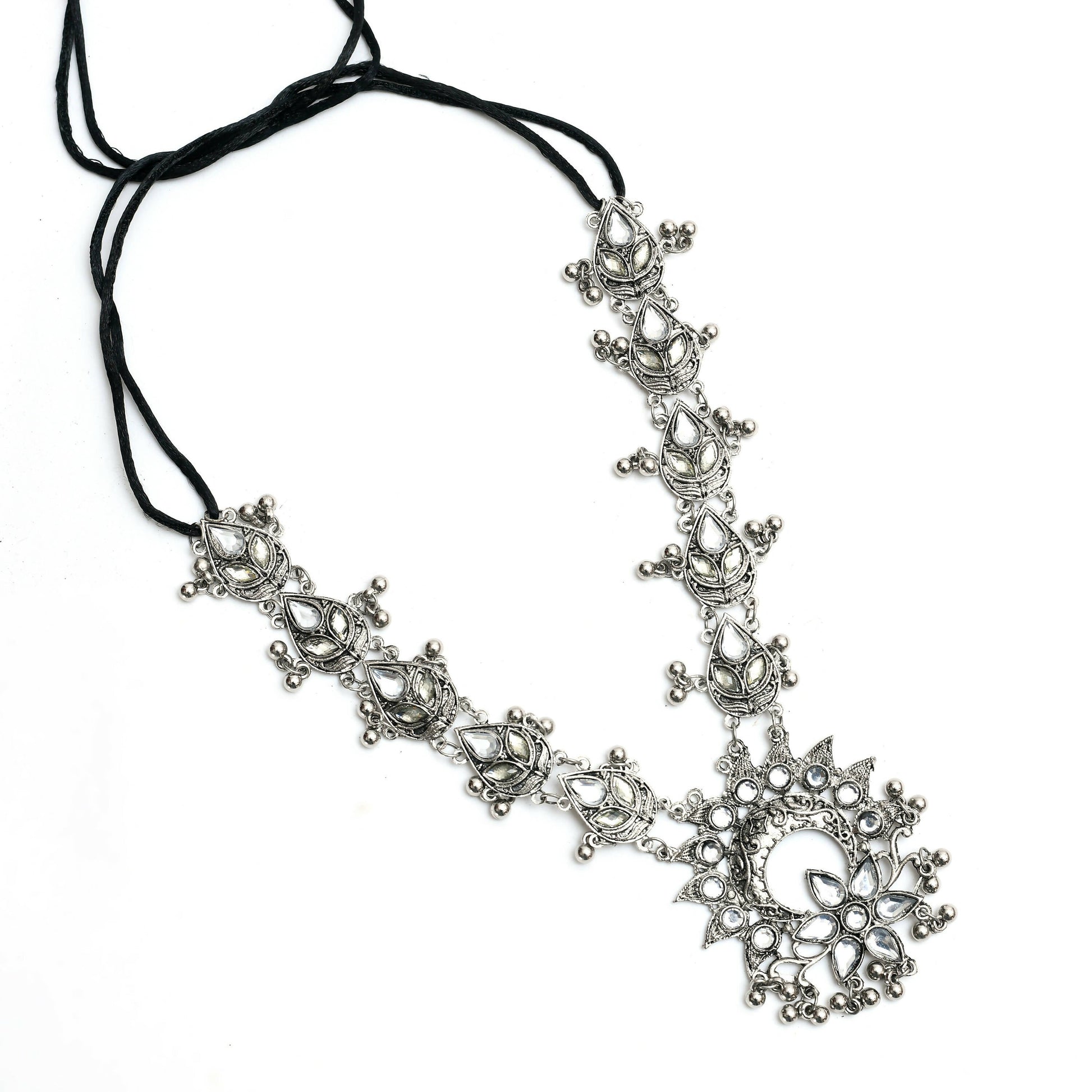 Mominos Fashion Johar Kamal Women Silver-Plated Brass Finish Rani Haar Statement Necklace | Swadesiicart