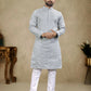 Anaita Grey Lucknowi Work Silk Straight Kurta