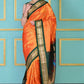 Very Much Indian Authentic Pure Silk Handloom Orange Maharani Paithani | Swadesiicart