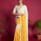 Vamsee Yellow Sequence 1 Yellow & White Georgette Saree - Swadesiicart