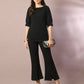 Myshka Women's Black Solid Boat Neck Party Top With Trousers Co-ord set - Swadesiicart