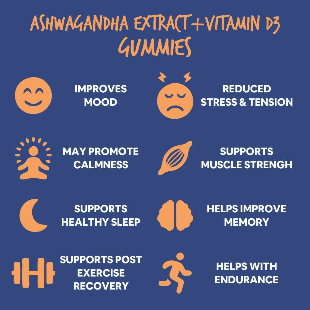 Carbamide Forte Ashwagandha Gummies with Vitamin D - Mixed Berry Flavor | Swadesiicart