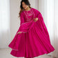 Joban Fashion Dark Pink Kurta Set Chanderi Sequence Embroidery Work - Swadesiicart