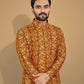 Anaita Mustard Printed Cotton Straight Kurta