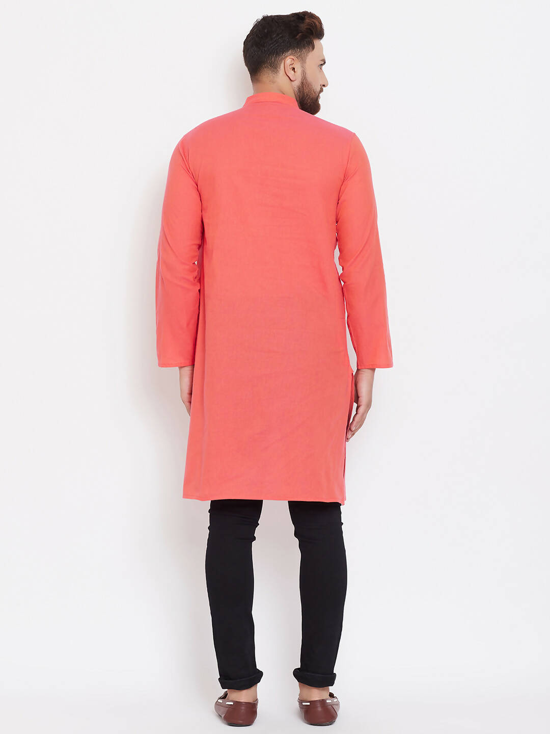 Even Apparels Red Pure Cotton Men's Kurta With Band Collar | Swadesiicart