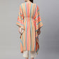 Ahalyaa Women Multi Color Crepe Striped Printed Kaftan Kurta With Trousers | Swadesiicart