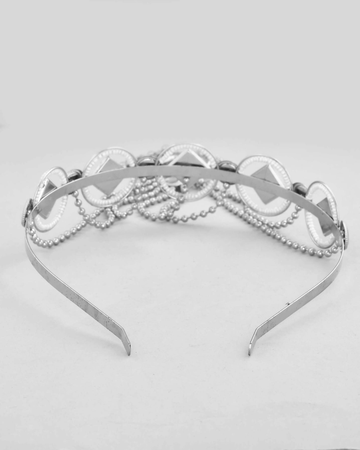 VOJ Silver Plated Peacock Printed Hairband With Mang Tikka | Swadesiicart
