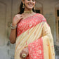 Vishnu Weaves Women's Red Handloom Raw Silk Woven Saree with Blouse - Swadesiicart