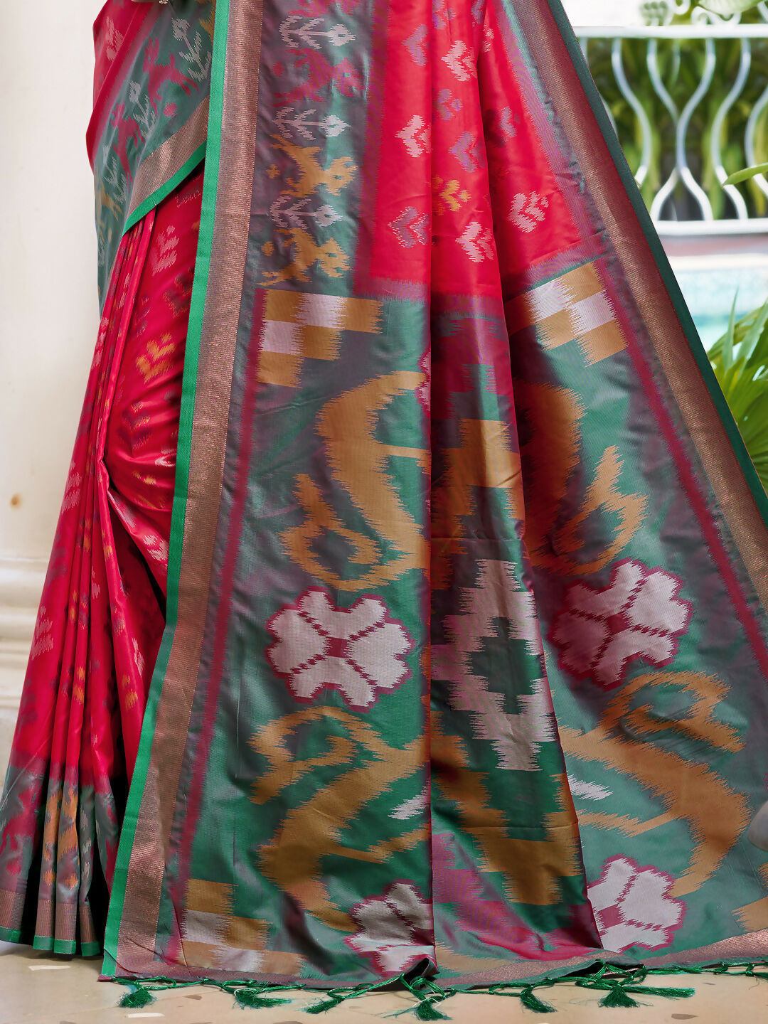 Shree Shyam Fashion Pochampalli Silk Red Saree
