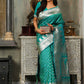 Astita Banarasi Silk Rama Green Saree | Swadesiicart