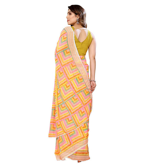 Women's Partywear Designer Yellow Georgette Fancy Saree - Satrangi | Swadesiicart