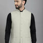 Even Apparels Self-Design Waistcoat With Welt Pockets - Beige | Swadesiicart