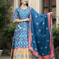 Wedding Designer Blue Soft Dola Silk Anarkali suit with Dupatta - Samanta - Swadesiicart