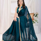 Teal Blue Rangoli Silk Solid, Lace Border Ready To Wear Saree - Kashvi | Swadesiicart