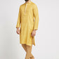 Ethnic India Yellow Men's Kurta Woven Design Polyester | Swadesiicart