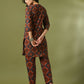 Myshka Women's Multi Printed Cotton Round Neck Party Tunic With Trousers Co-ord set - Swadesiicart