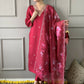 Rani Pink Viscose Chanderi Stitched Suit With Dupatta - Tanisha | Swadesiicart