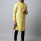 Even Apparels Yellow Color Art Silk Banarsi Silk Men's Kurta With Band Collar (BS017) | Swadesiicart