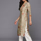 Ahalyaa Women's Traditional wear Kurta - Tan | Swadesiicart