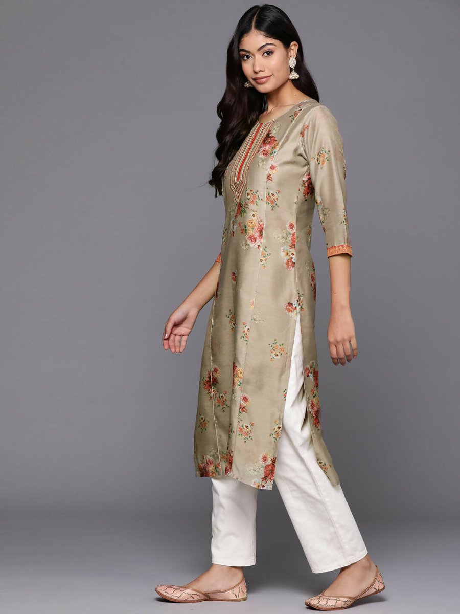 Ahalyaa Women's Traditional wear Kurta - Tan | Swadesiicart