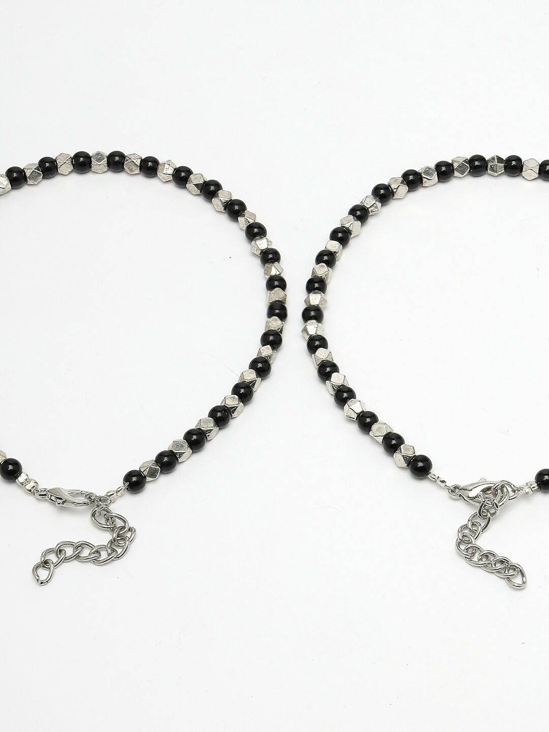 NVR Women's Evil Eye Black & Silver Anklets | Swadesiicart