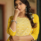 Juniper Women's Yellow Georgette Printed Kurta | Swadesiicart