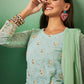Sea Green Georgette Handwork Unstitched Dress Material - Hanika | Swadesiicart