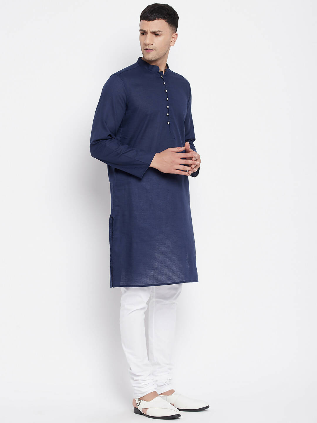 Even Apparels Blue Color Rayon Men's Kurta With Band Collar | Swadesiicart