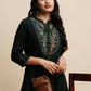 Dark Green Rayon Embroidered Top - Tarini - Swadesiicart