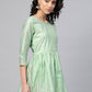 Ahalyaa Women Sea Green Chanderi Silk Golden Printed Tunic | Swadesiicart
