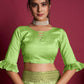 Vamsee Green Organza Saree - Swadesiicart
