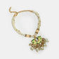 NVR Women & Men Set of 2 Green Lotus Shape Kundan-Studded & Beaded Handcrafted Wraparound Rakhi Set With Roli Chawal | Swadesiicart