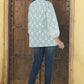 Juniper Women's Skyblue Cambric Placement Floral Printed Tunic | Swadesiicart