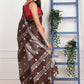 Very Much Indian Handmade Tie And Dye Cotton Saree By Women Weavers - Brown | Swadesiicart