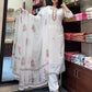 The52 White Women's Gorgeous Georgette Butti Fabric Embroidered Work Straight Kurta Pant and Dupatta Set - Swadesiicart