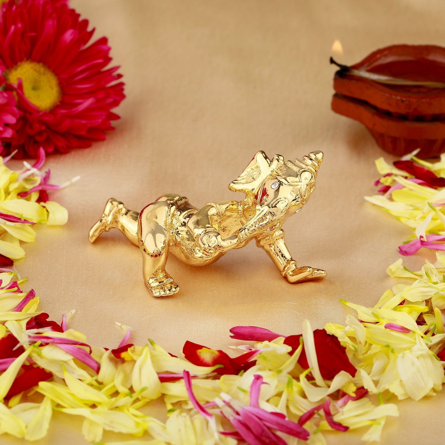 Estele Gold-Polished Spiritual Lord Bal Ganesha Idol for Gifts & HouseWarming/Home/Office Decors - Swadesiicart