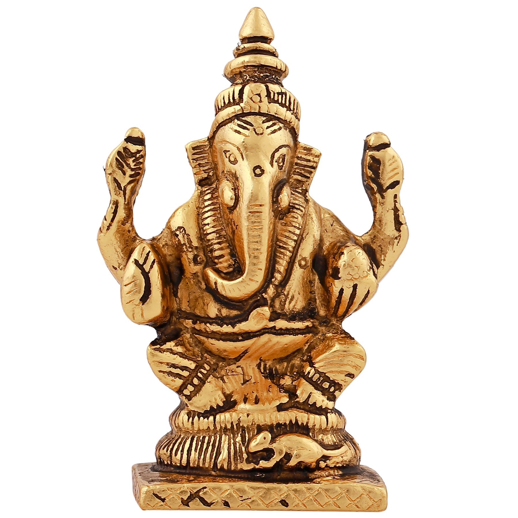 Estele Gold-Polished God of Wisdom Lord Ganesha Idol for Home/Office Decors - Swadesiicart