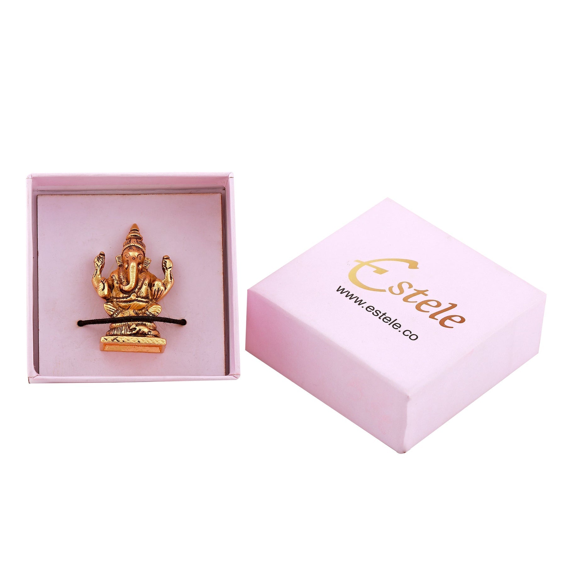 Estele Gold-Polished God of Wisdom Lord Ganesha Idol for Home/Office Decors - Swadesiicart