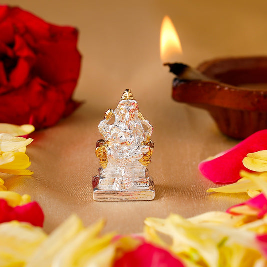Estele Gold-Polished God of beginnings Lord Ganesha Idol for Gifts & HouseWarming/Home/Office Decors - Swadesiicart